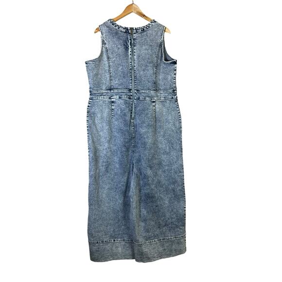 Venus Denim Jumpsuit Womens 2X Acid Wash Sleeveless Y2K Western Coastal Cowgirl - Picture 5 of 7